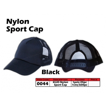0044 Kijo Nylon Sport Cap - Black