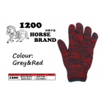 1200 Horse Cotton Glove > Grey&Red