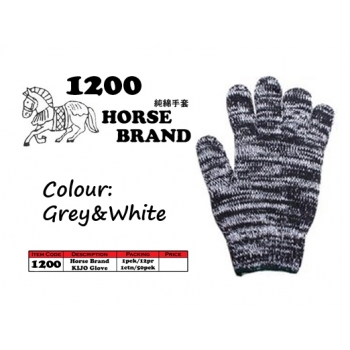 1200 Horse Cotton Glove > Grey&White