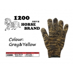 1200 Horse Cotton Glove > Grey&Yellow