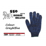 550 Horse Cotton Glove Grey&Blue