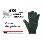 550 Horse Cotton Glove Grey&Green