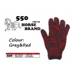 550 Horse Cotton Glove Grey&Red