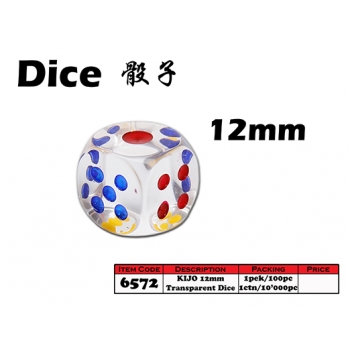 6572 Kijo 12mm Transparent Dice