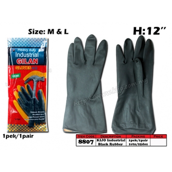 8807 KIJO Industrial Black Rubber Glove - L Size