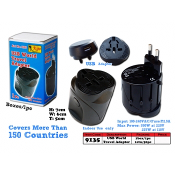9135 World Travel Adapter With USB Plug 
