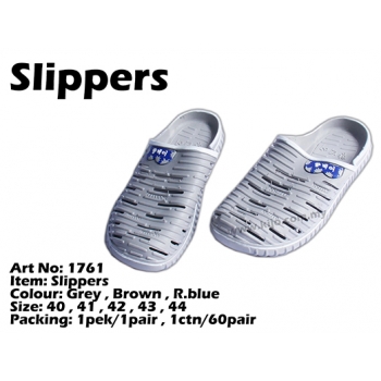 1761 Korea 100% Rubber Slippers - Grey