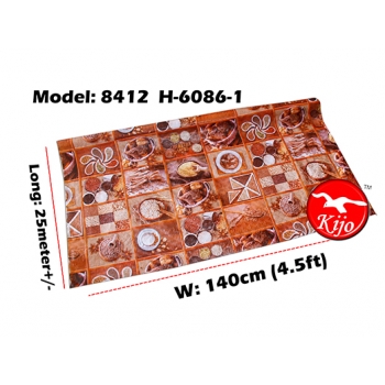 Alas Meja / PVC Plastic Table Cloth / Kain Plastik 8412-H-6086-1