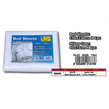 9006 KIJO 1set Cotton Bed Sheets & Pillow Case